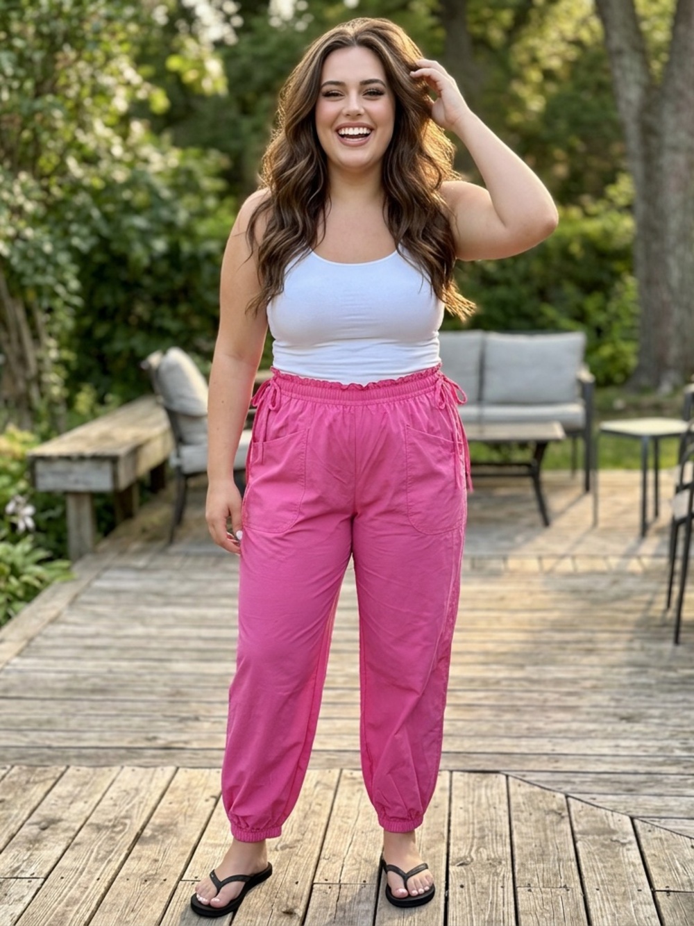 Pull-On Windbreaker Pants L/XL | Lightweight Trendy Jogger Pants | Casual Travel